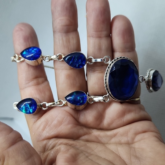 Nwot!! Amethyst blue sapphire and triplet opal 925 sterling - Picture 5 of 8